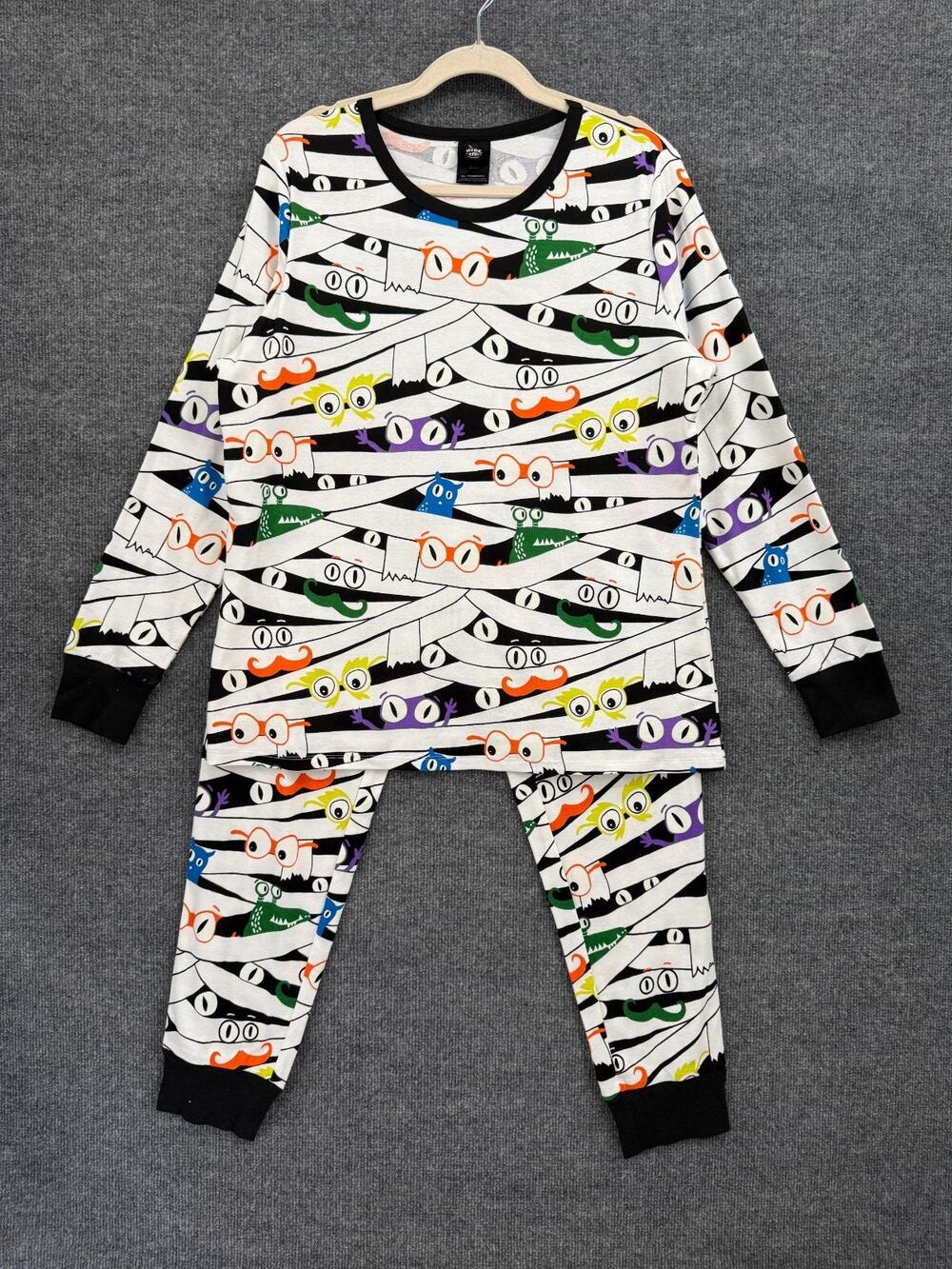 Hyde And Eek Womens Halloween Mummy Pajama Set Size XL Glow In The Dark Cotton